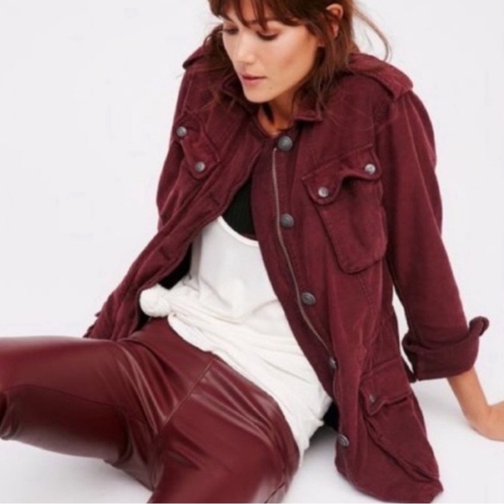 Free People Not Your Brothers Surplus Burgundy Utility Jacket - Picture 2 of 10